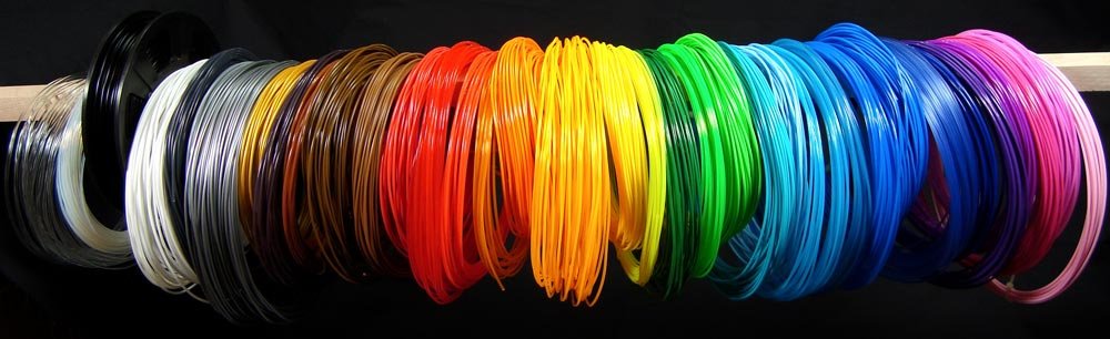 A range of 3D printing filament materials