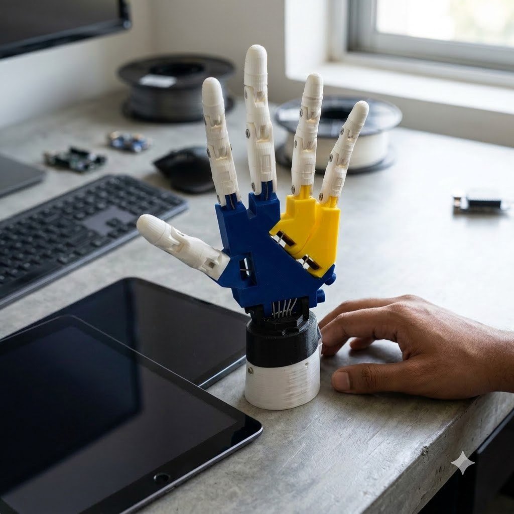 3D printed body of an autonomous companion robot during assembly